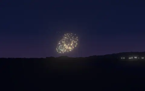 足利花火大会の候補地から見た花火(ハナビューの3D表示)