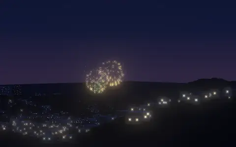 熱海海上花火大会の候補地から見た花火(ハナビューの3D表示)