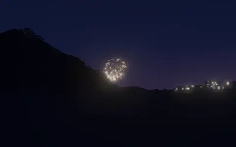 ぎふ長良川花火大会の候補地から見た花火(ハナビューの3D表示)