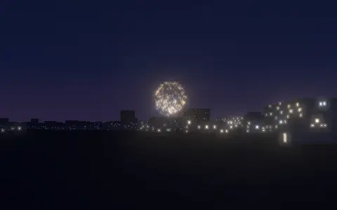神宮外苑花火大会の候補地から見た花火(ハナビューの3D表示)