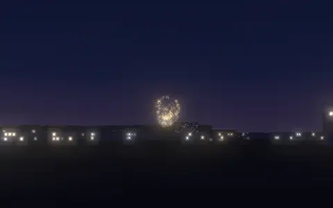 かごしま錦江湾サマーナイト大花火大会の候補地から見た花火(ハナビューの3D表示)
