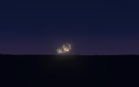 こうのす花火大会の候補地から見た花火(ハナビューの3D表示)