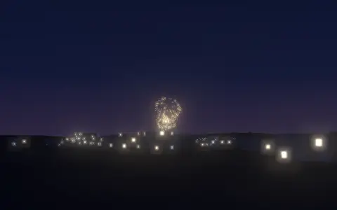三国花火の候補地から見た花火(ハナビューの3D表示)