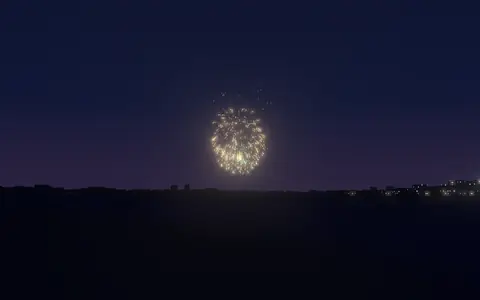 手賀沼花火大会の候補地から見た花火(ハナビューの3D表示)